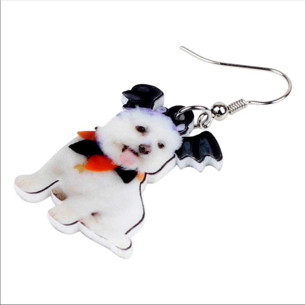 Bat Wing Dog Acrylic Earrings - Picture 5 of 6